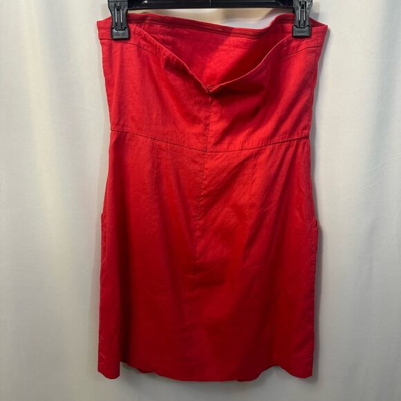 Theory Pink Strapless Linen Blend Pockets Mini Dress Sundress Cocktail 6 - Picture 3 of 6